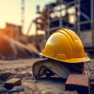 Photo construction site and helmet hat i…